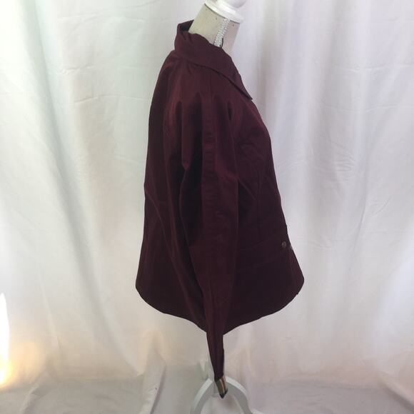 Denim&Co hi lo snap button Jacket wine burgundy XS - Picture 5 of 16